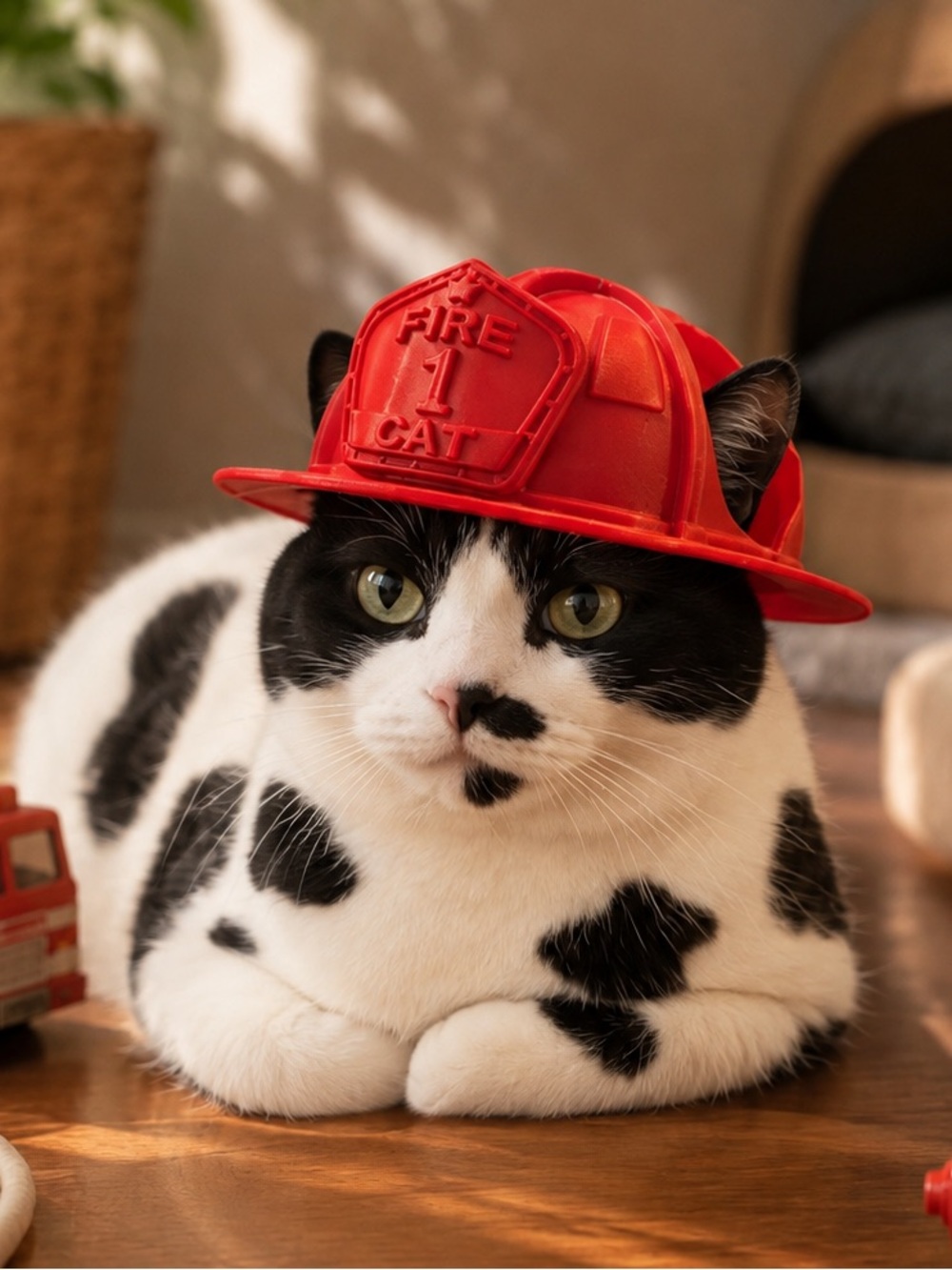 Pet Firefighter Hat for Cats - Red